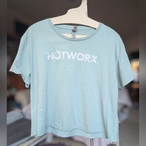 HOTWORX Scoop Neck Crop Top- Stonewash Green- XL